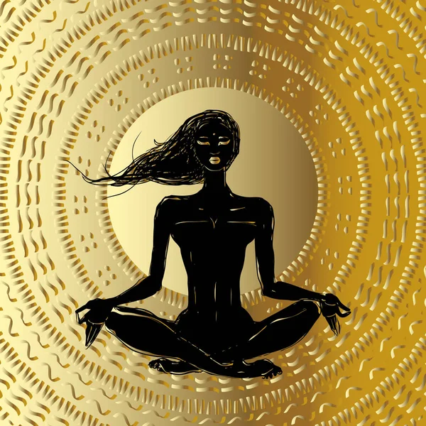 Meditaţie. Silhouette tânără femeie . — Vector de stoc