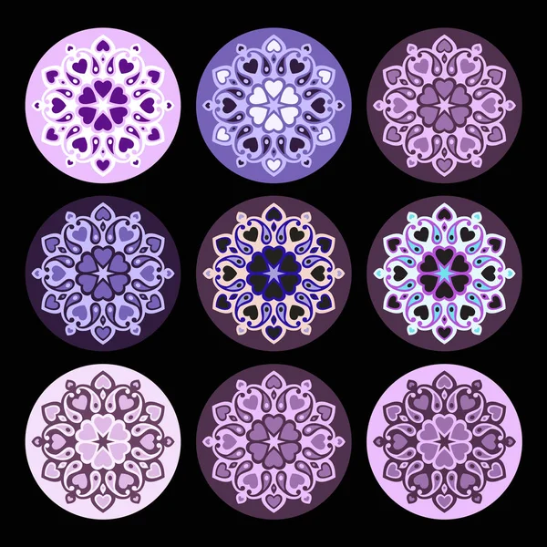 Ornement Mandala sur fond noir — Image vectorielle