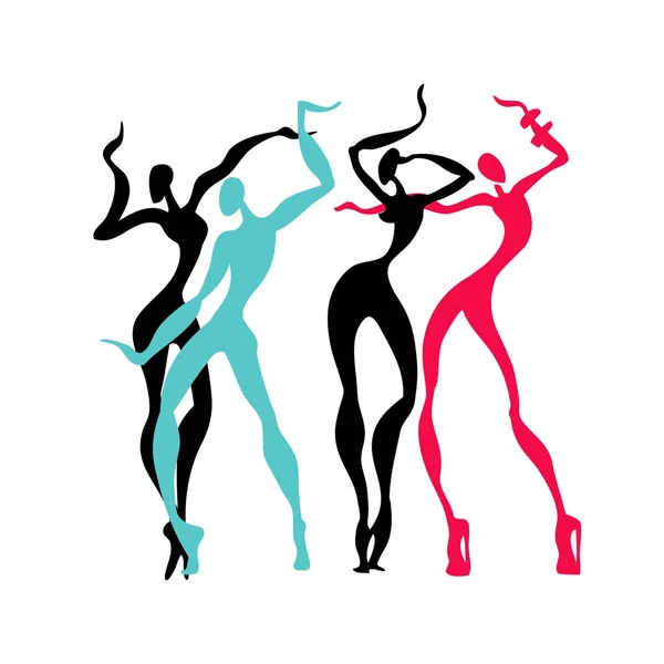 De belles femmes. Silhouettes dansantes . — Image vectorielle