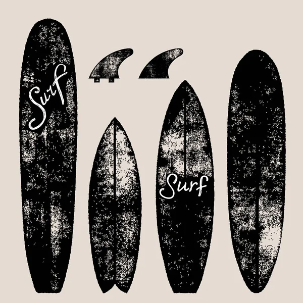 Set van surfplanken. Vectorillustratie — Stockvector