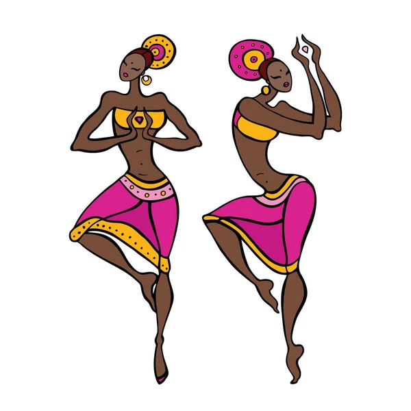Kobieta tańczy w stylu etnicznym. — Wektor stockowy
