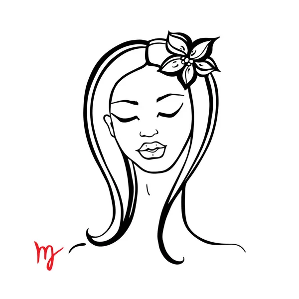 Virgo. Zodíaco Hermosa chica de moda . — Vector de stock