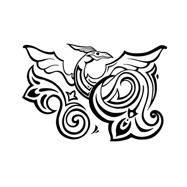 Dragon. Traditional Vector illustration. Ethnic tattoo style — Stock Vector