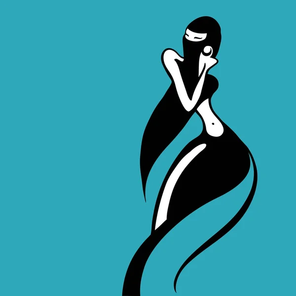 Est femeie Silhouette. Ilustrație vectorială desenată manual — Vector de stoc