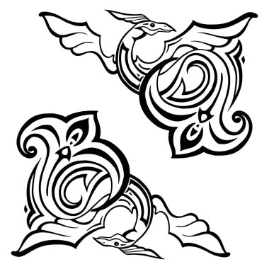 Dragon. Geleneksel vektör çizim. Etnik dövme stil