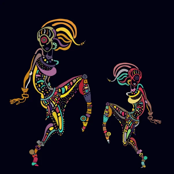 Mujer africana en estilo étnico . — Vector de stock