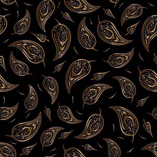 Paisley belo fundo dourado sem costura . — Vetor de Stock