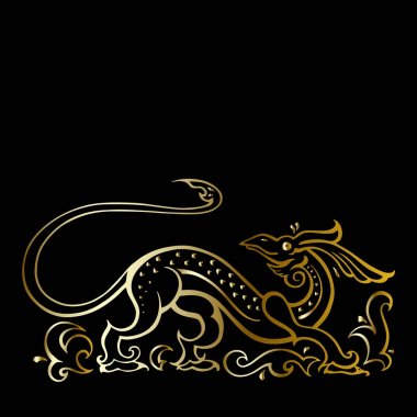 Dragon. Geleneksel vektör çizim. Etnik dövme stil