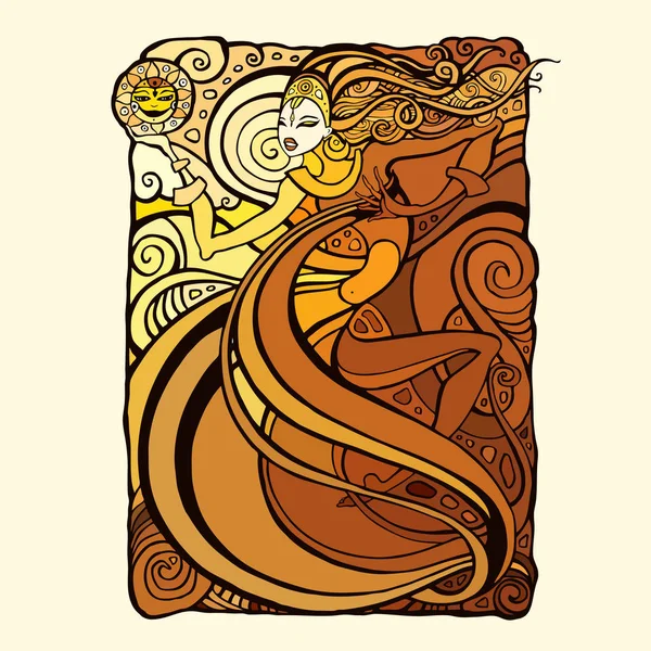 Mujer tribal hermosa . — Vector de stock