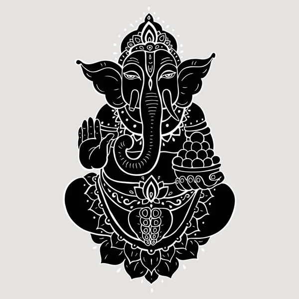 Méditation Ganapati en pose de lotus — Image vectorielle