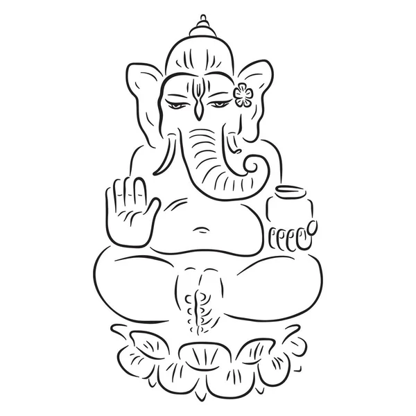 Meditação Ganapati em pose de lótus —  Vetores de Stock