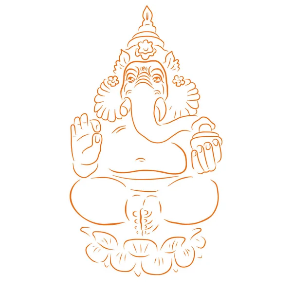 Ganapati medytacji w pozycji lotosu — Wektor stockowy