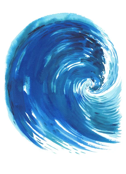 Une vague. Illustration abstraite dessinée à la main à l'aquarelle, Isolé sur fond blanc . — Photo