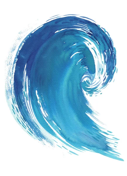 Une vague. Illustration abstraite dessinée à la main à l'aquarelle, Isolé sur fond blanc . — Photo