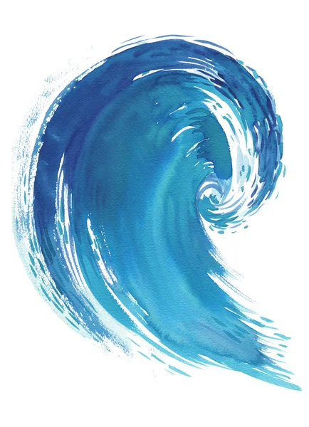 Sea wave. Abstract watercolor hand drawn illustration, Isolated on white background. — Stock Photo, Image