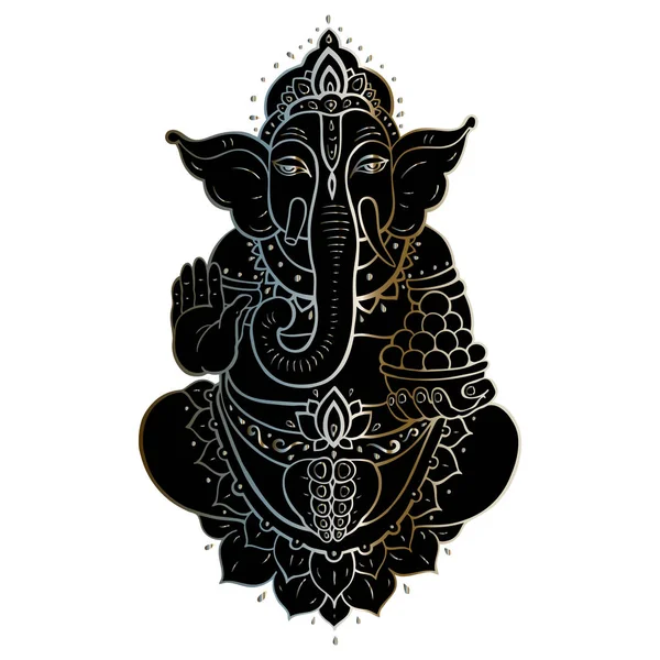 Goldene Ganapati-Meditation in Lotuspose — Stockvektor
