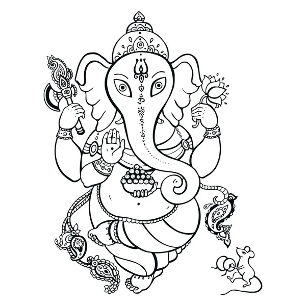 Ganapati meditatie in lotus houding — Stockvector