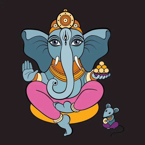 Ganapati meditatie in lotus houding — Stockvector