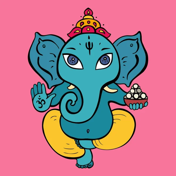 Méditation Ganapati dorée en pose de lotus — Image vectorielle