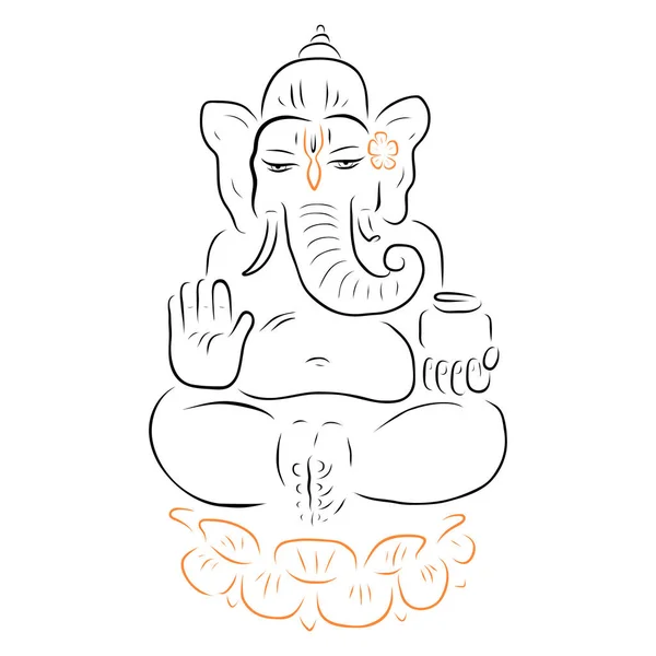 Ganapati meditatie in lotus houding — Stockvector