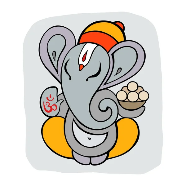 Ganapati meditatie in lotus houding — Stockvector