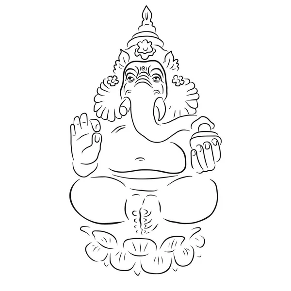 Meditación Ganapati en pose de loto — Vector de stock