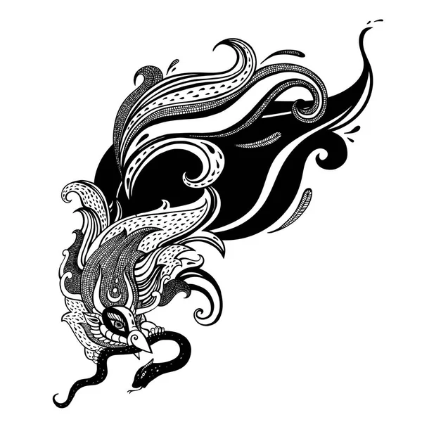 Garuda. Illustration dessinée main . — Image vectorielle