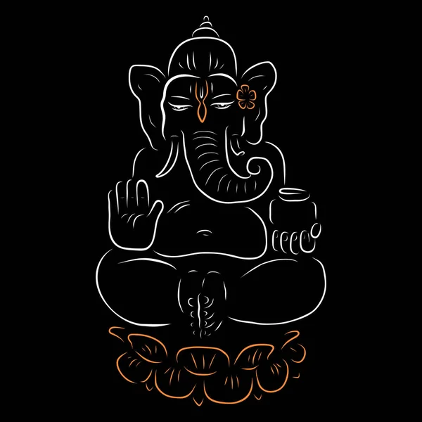 Ganapati Meditation in lotus pose — Stock Vector