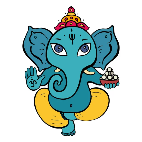 Meditación Ganapati en pose de loto — Vector de stock