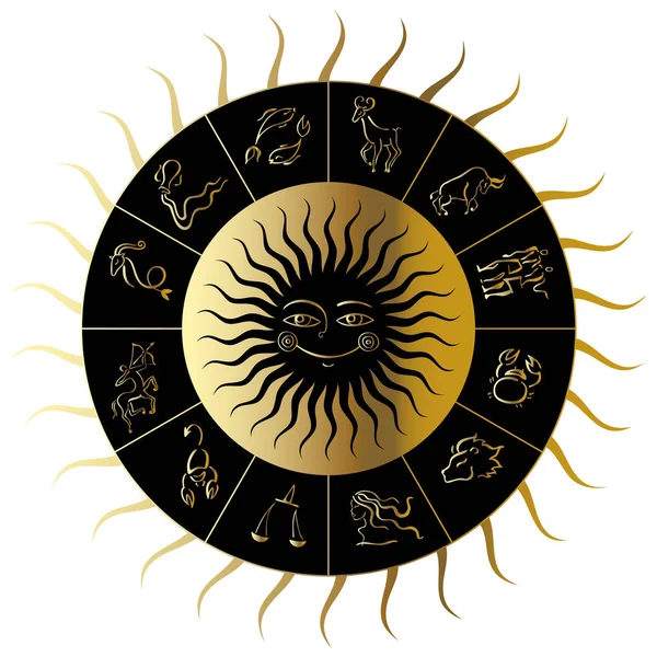 Círculo do zodíaco com sinais de horóscopo —  Vetores de Stock