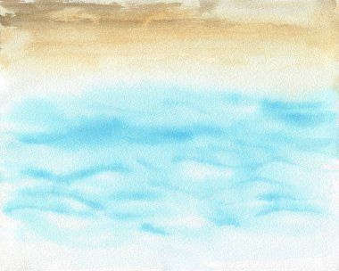 Okyanus suluboya el boyama çizim.