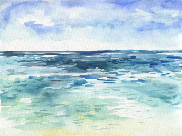 Meer Aquarell Hand Gemälde Illustration. — Stockfoto