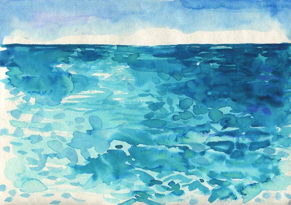 Håndmaleri av havets akvareller . – stockfoto