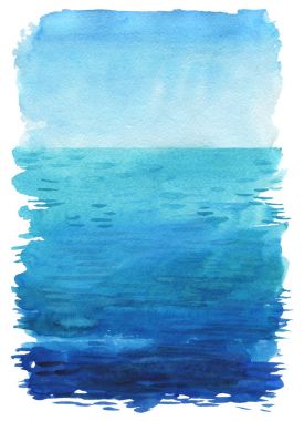 Okyanus suluboya el boyama çizim.