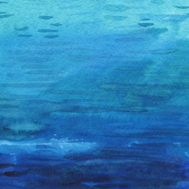 Okyanus suluboya el boyama çizim.