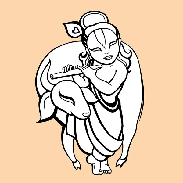 Hindoeïstische god krishna. — Stockvector