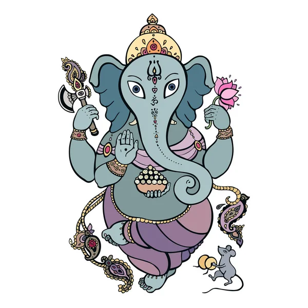Méditation Ganapati en pose de lotus — Image vectorielle