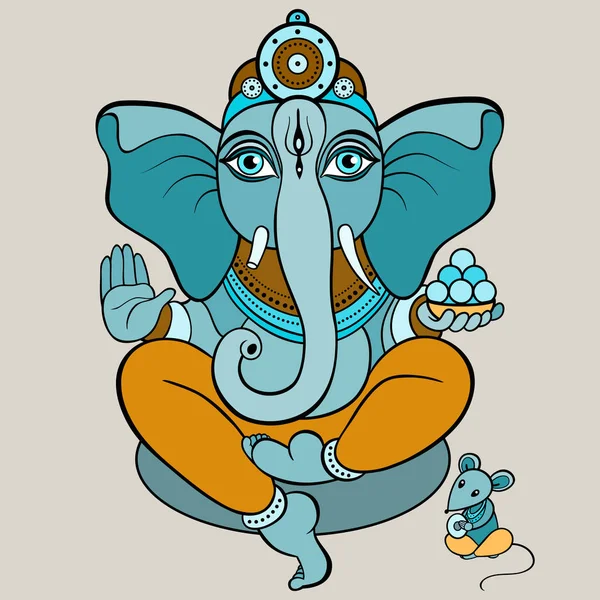 Meditação Ganapati de Ouro em pose de lótus —  Vetores de Stock