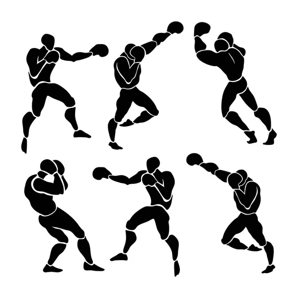 Combate de boxeo. Silueta de boxeador profesional — Vector de stock