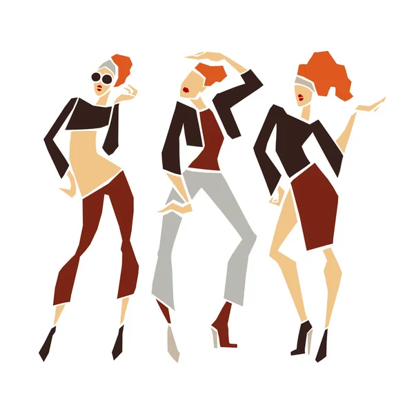 Silhouette ragazze di moda . — Vettoriale Stock