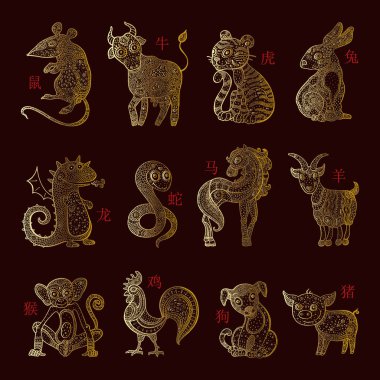 Vektör Astroloji hayvanlar.