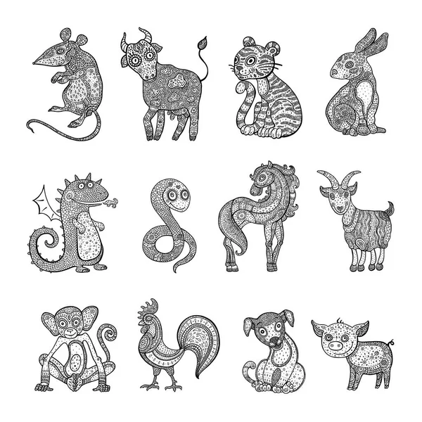 Horoscope vectoriel animaux . — Image vectorielle