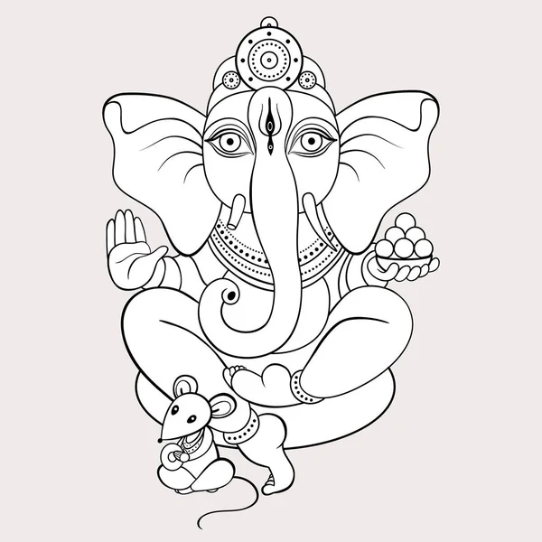 Ganapati Meditation in lotus pose — Stock Vector