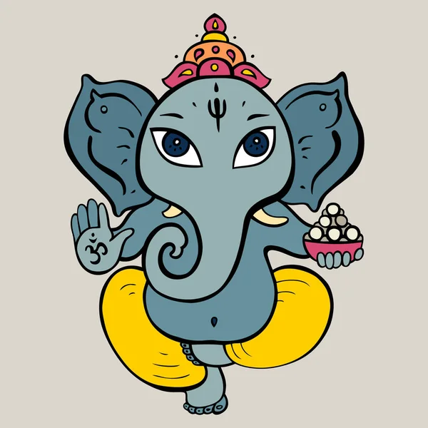 Meditación Ganapati en pose de loto — Vector de stock