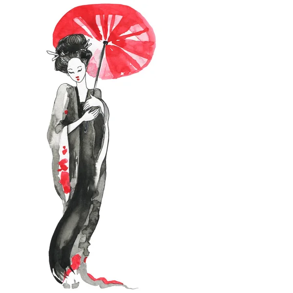 Geisha. Donna in abiti tradizionali. Stile giapponese — Foto Stock