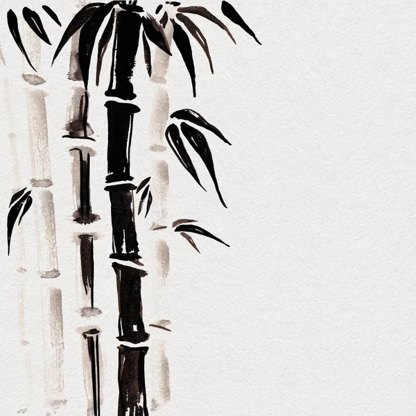Bambou à la chinoise. Aquarelle peinture à la main illustration . — Photo