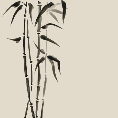 Bambu Japon tarzı. Suluboya el boyama çizim