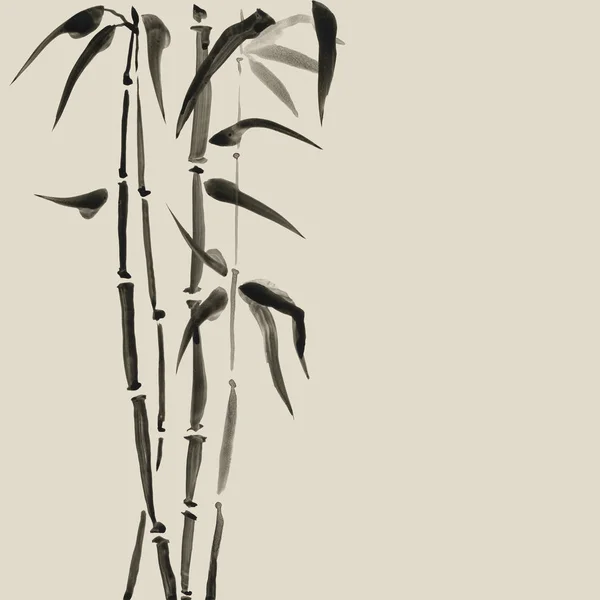Bambú al estilo japonés. Acuarela pintura a mano ilustración — Foto de Stock