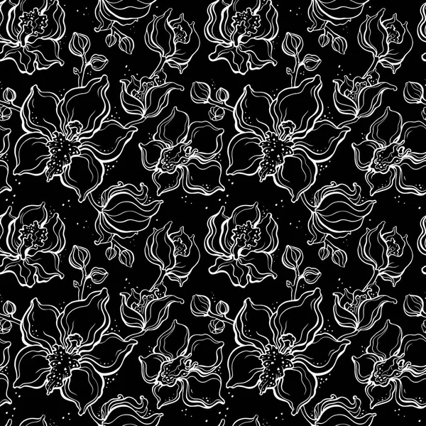 Modèle floral avec des orchidées . — Image vectorielle