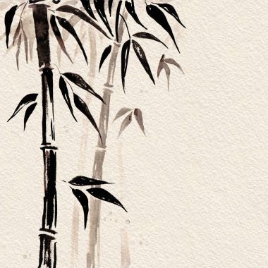 Bambu Japon tarzı. Suluboya el boyama çizim